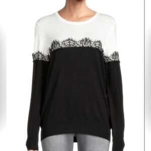 NEW LAUNDRY BY SHELLI SEGAL
Colorblock Lace Trim Sweater Medium